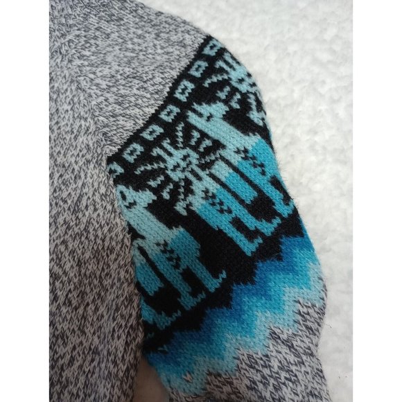 Ecologic Arts 100% Alpaca Wool Sweater Size Large Pullover Turquois/Gray Soft - Picture 13 of 14
